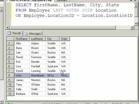 SQL Outer Joins (Using a Left,Right, and full Join)