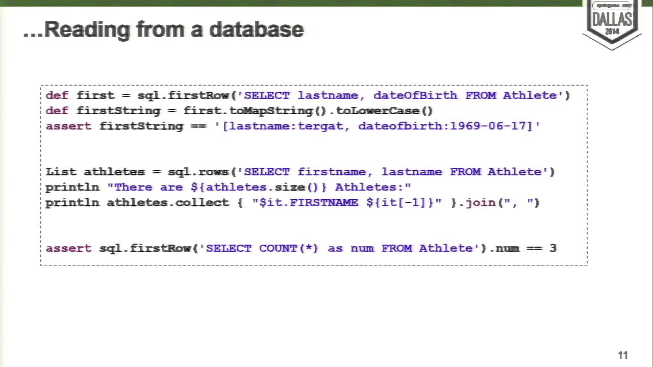 Working with Databases and Groovy